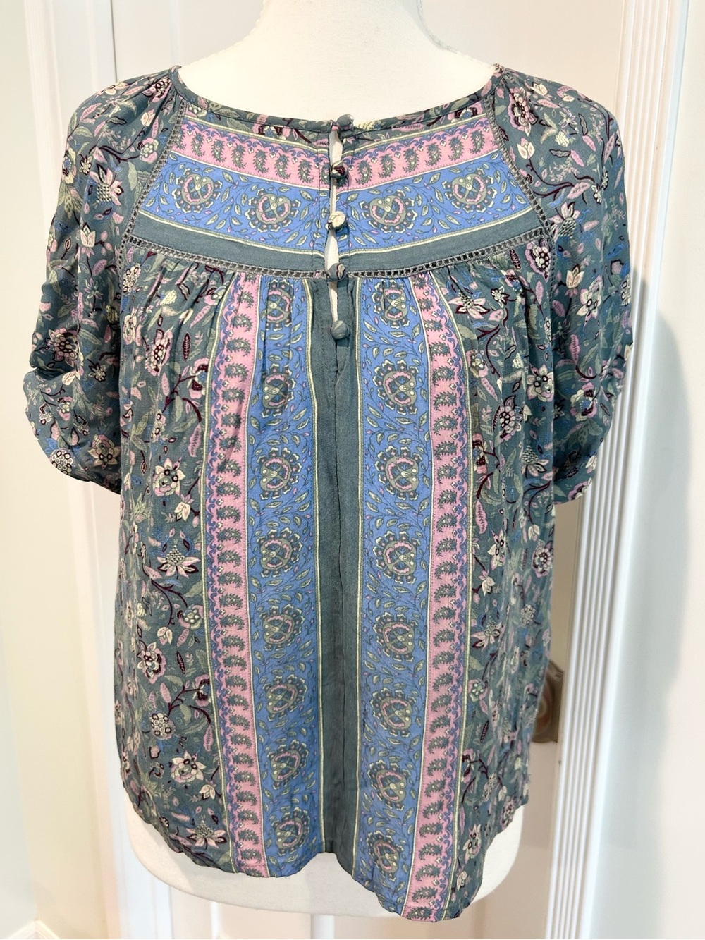 Lucky Brand Floral Boho Peasant Blouse